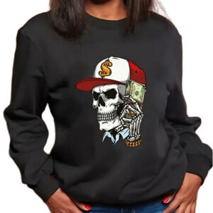 Ladies skull printed sweatshirt sz Large